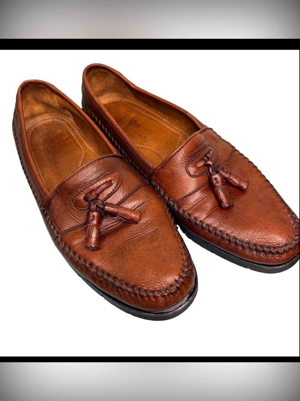 👞 Vintage Allen Edmonds "Valletta" Brown Leather Tassel Loafers Men's 9.5 D Mad